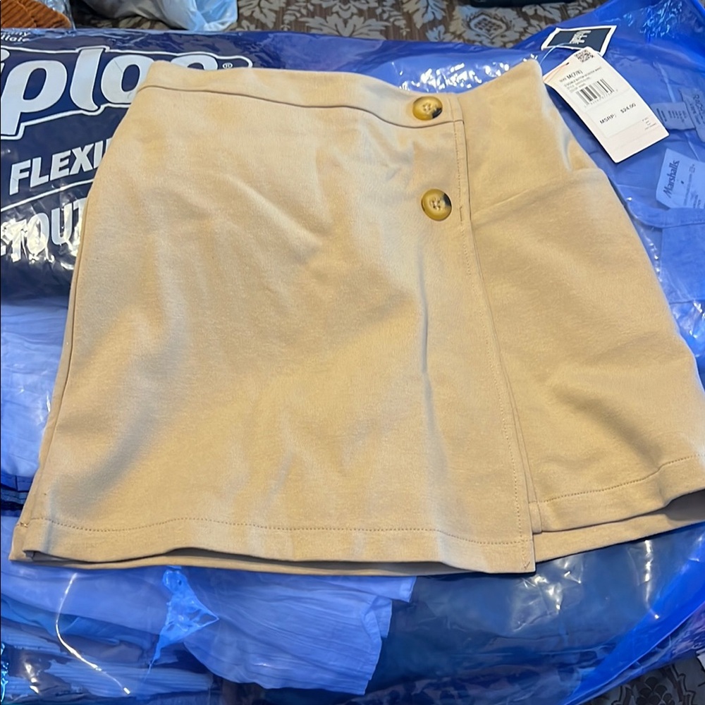 French Toast Tan Button-Front Skort